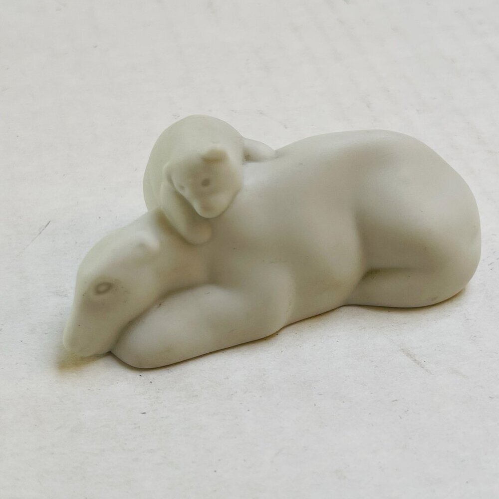Vintage Mother & Baby Polar Bear Figurine Past Times Japan Hallmark 1979 Decor